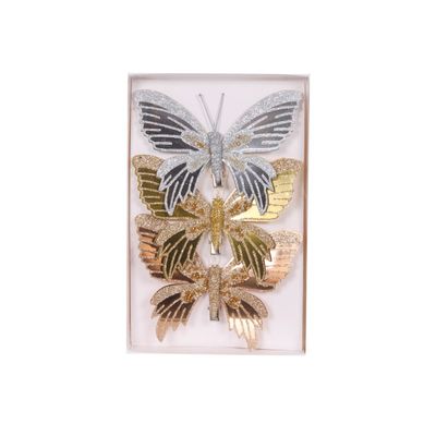 3pk Mixed Metallic Butterflies