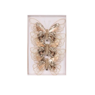 3pk Ivory Embellished Butterflies