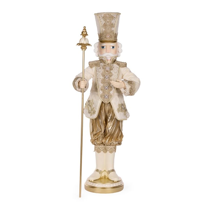 96cm White And Gold Regal Fabric Nutcracker