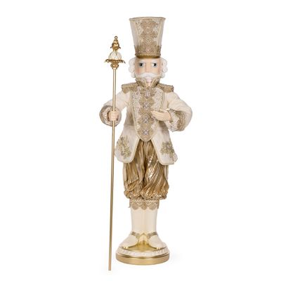 96cm White And Gold Regal Fabric Nutcracker