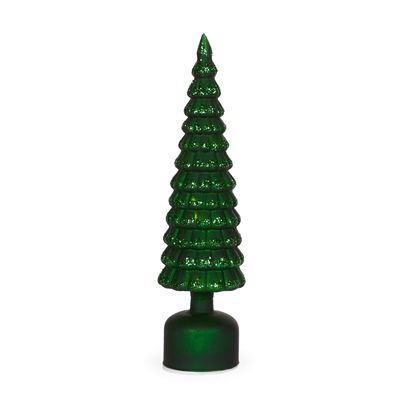 41cm Green Mercury Glass Rotating LED Tree