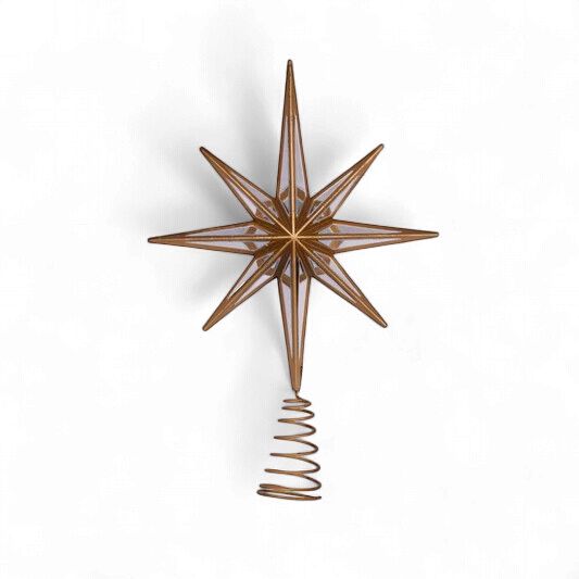 8 Point Mirrored Tree Topper Star Copper