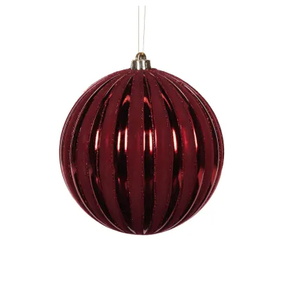 20cm Red Ridges Bauble