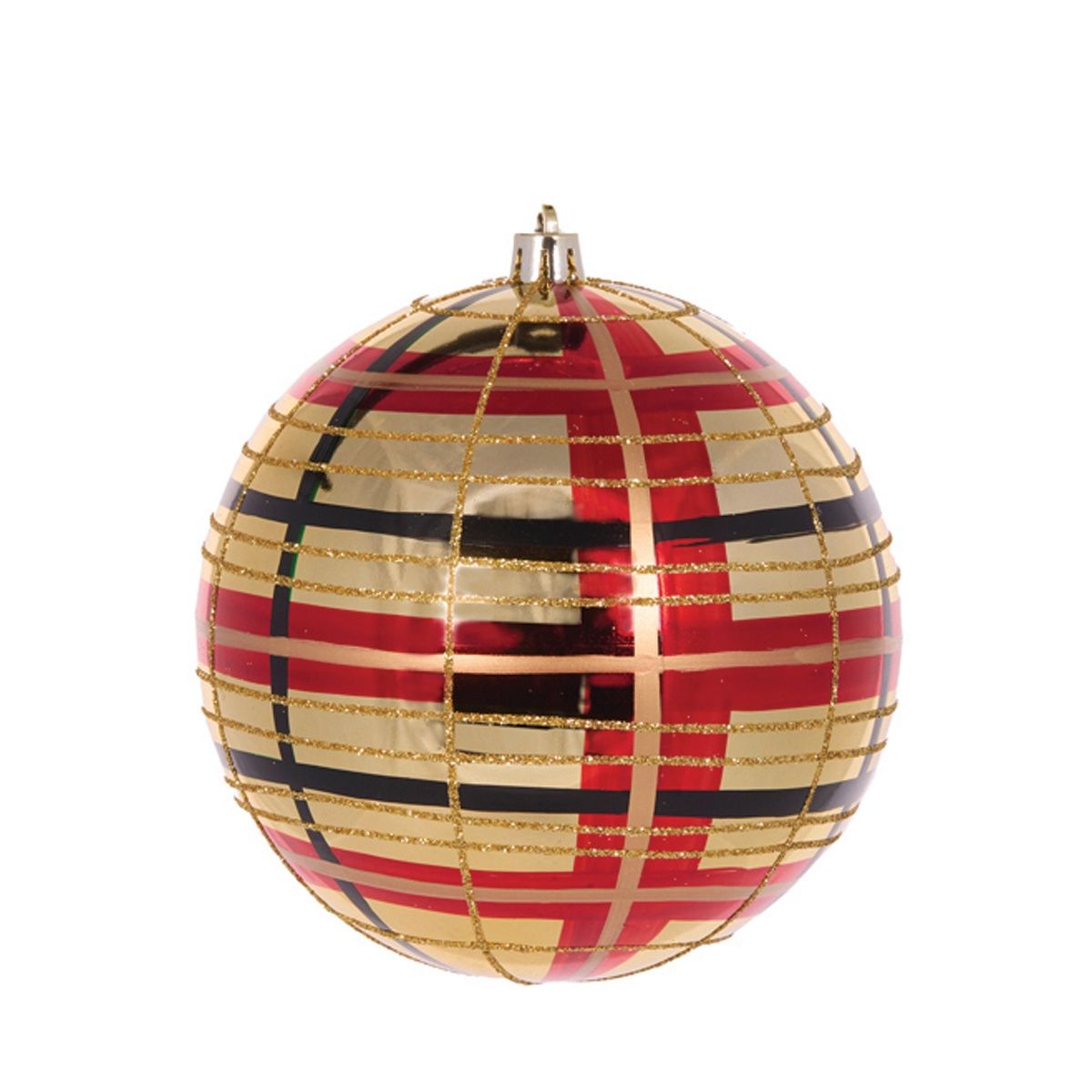 High Shine Gold And Black Traditional Plaid Bauble