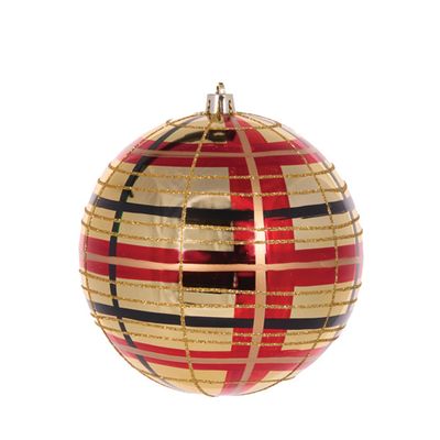 High Shine Gold And Black Traditional Plaid Bauble