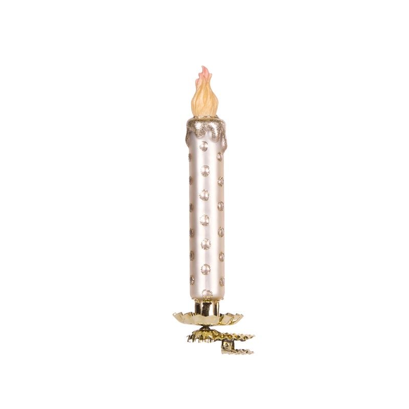 Ivory And Gold Polka Dot Clip Glass Candle