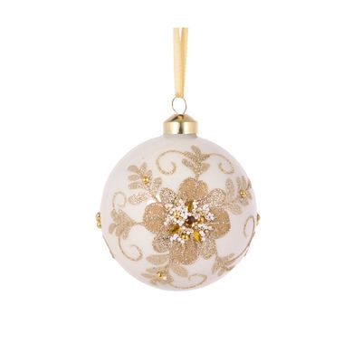 Glittered Lace Floral Bauble
