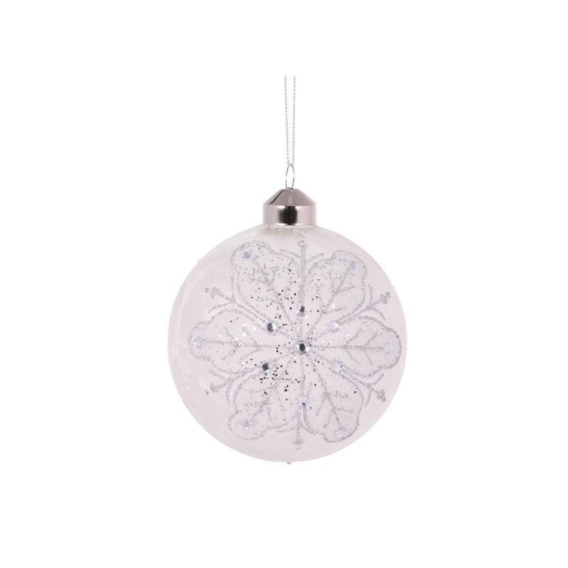 Round Glittered Snowflake Bauble