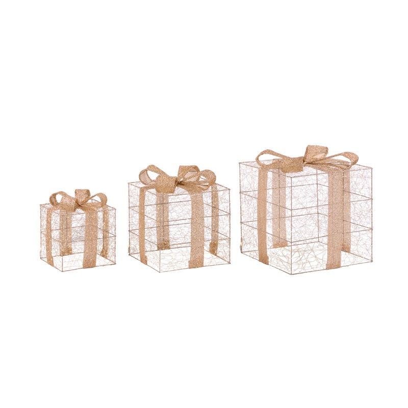 Set/3 LED Illuminated Present Boxes