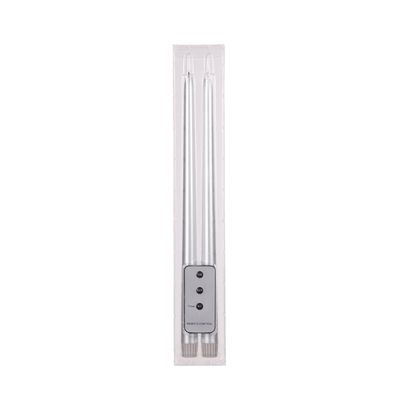 Set/2 Silver LED Taper Candle