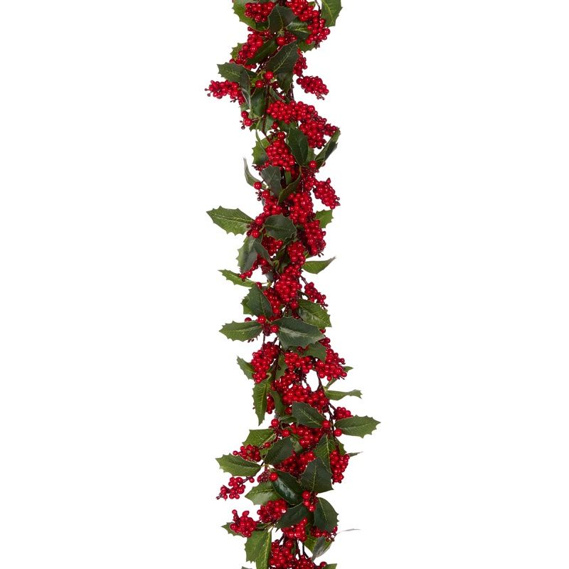 180cm Natural Holly Berry Foliage Garland