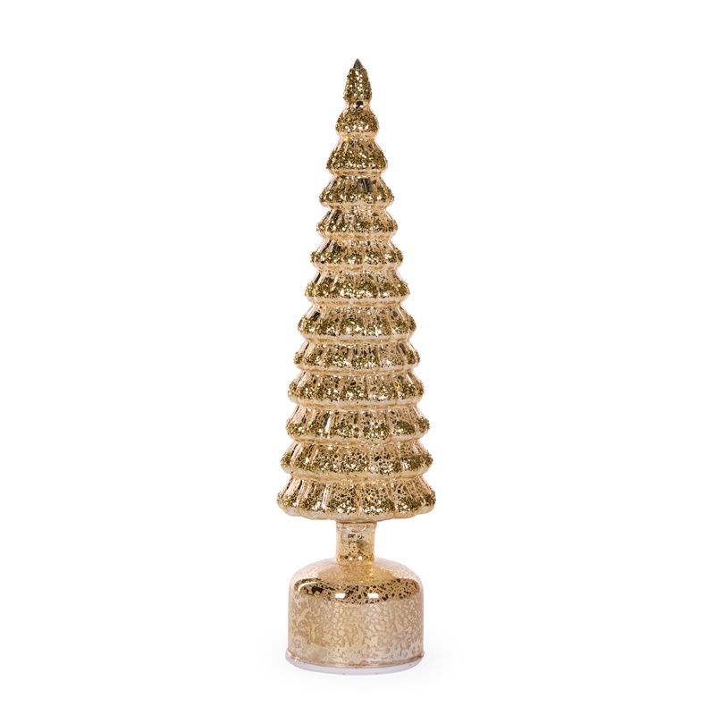41cm Gold Mercury Glass Rotating LED Tree