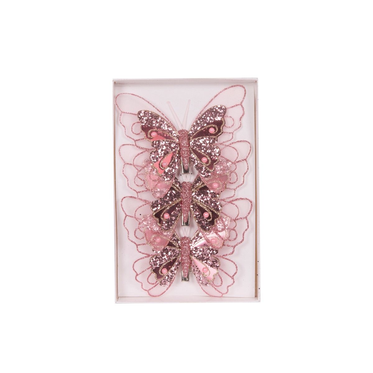 3pk Pink Embellished Butterflies