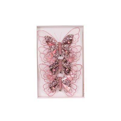 3pk Pink Embellished Butterflies