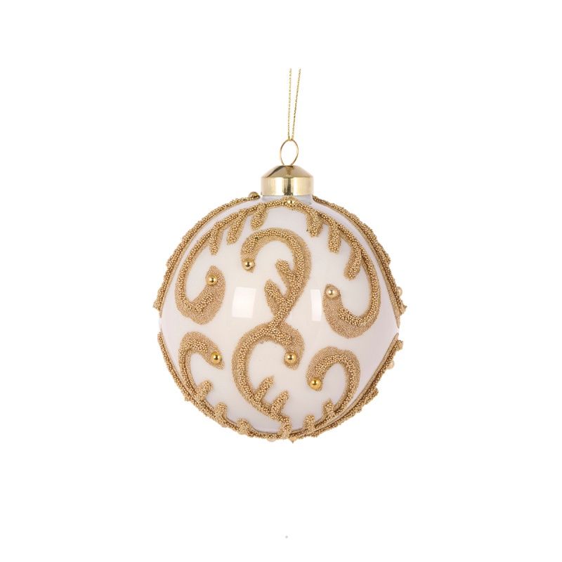 Ivory Beaded Swirl Bauble