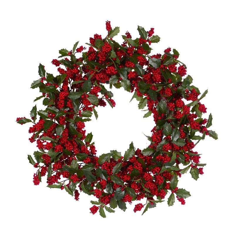 71cm Natural Holly Berry Foliage Wreath