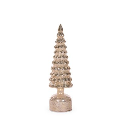 33cm Champagne Mercury Glass Rotating LED Tree