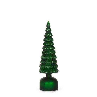 33cm Green Mercury Glass Rotating LED Tree