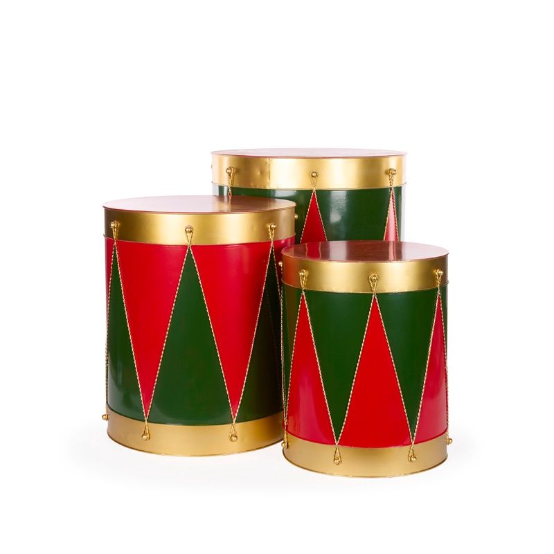 Set/3 Traditional Red And Green Drums