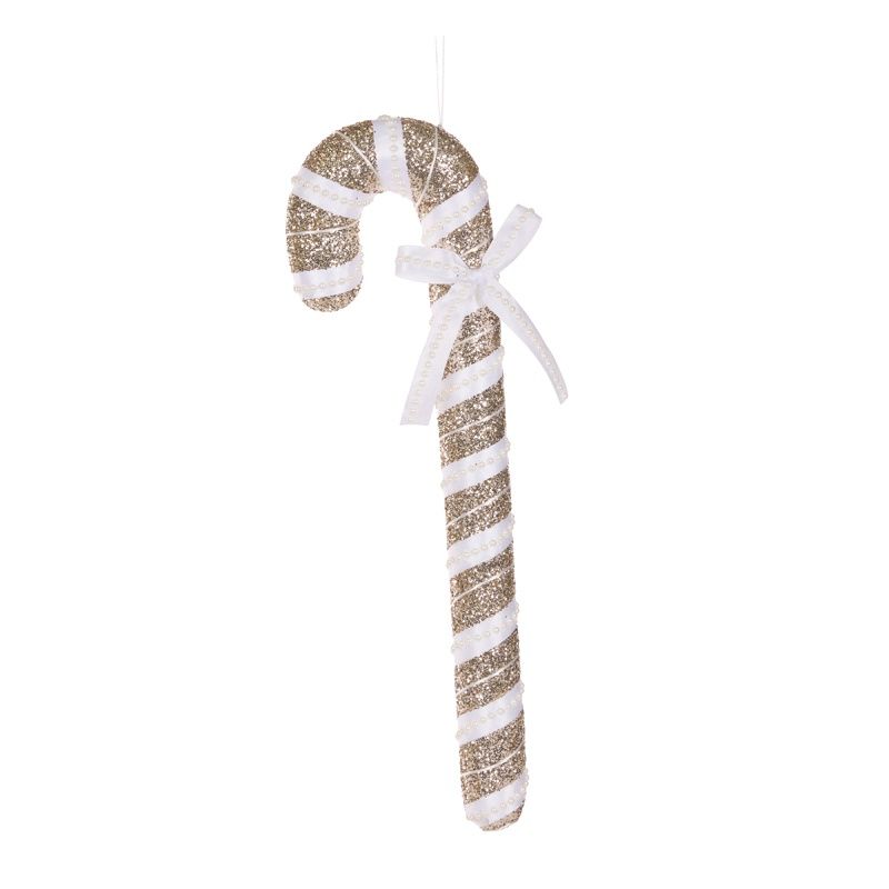 48cm Champagne And White Hanging Candy Cane
