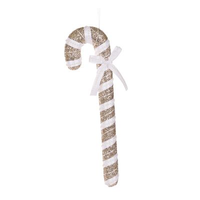 48cm Champagne And White Hanging Candy Cane