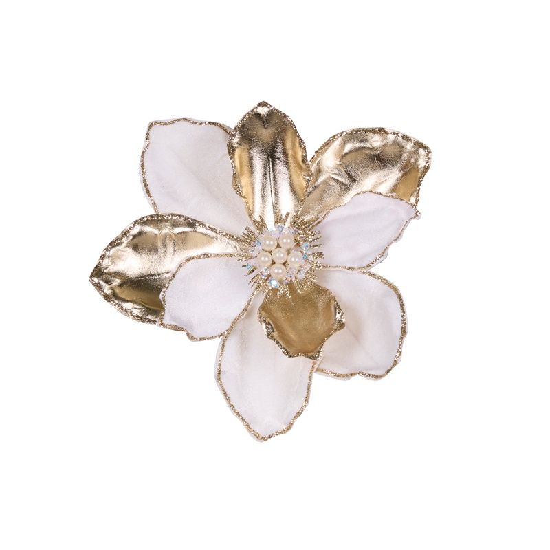 Ivory And Champagne Pearl Flower Clip