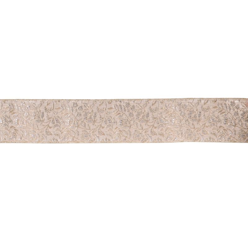 10cm Dusty Pink And Champagne Floral Velvet Ribbon