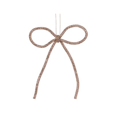 14cm Champagne Beaded Bow Ornament