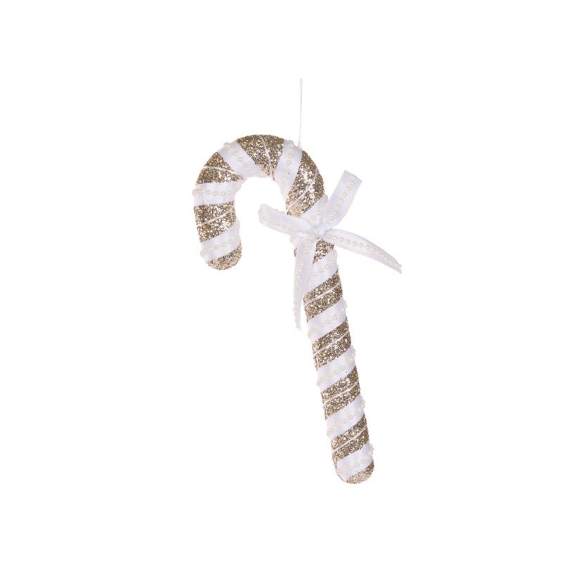 33cm Champagne And White Hanging Candy Cane