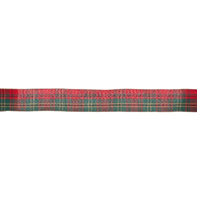 6.3 CM RED AND GREEN VELVET TARTAN RIBBON