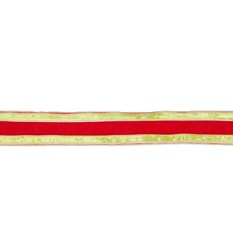6.3 CM DOUBLE STRIPE RED AND GOLD VELVET RIBBON