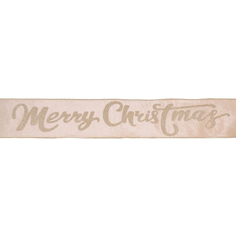 10 CM GOLD 'MERRY CHRISTMAS' VELVET RIBBON