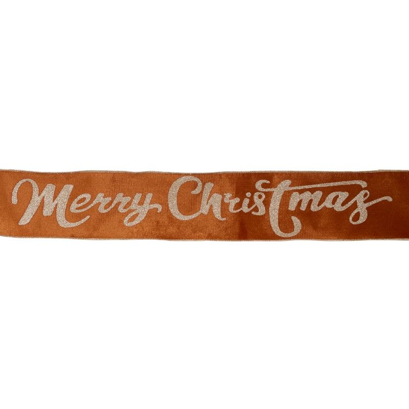 10 CM GINGERBREAD 'MERRY CHRISTMAS' VELVET RIBBON