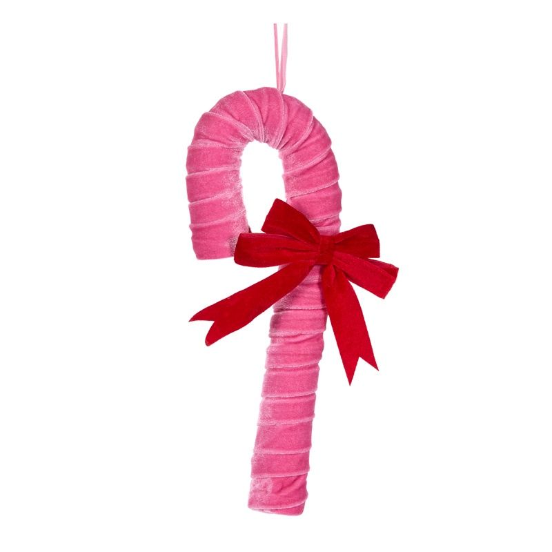 PINK VELVET RIBBONED CANDY CANE