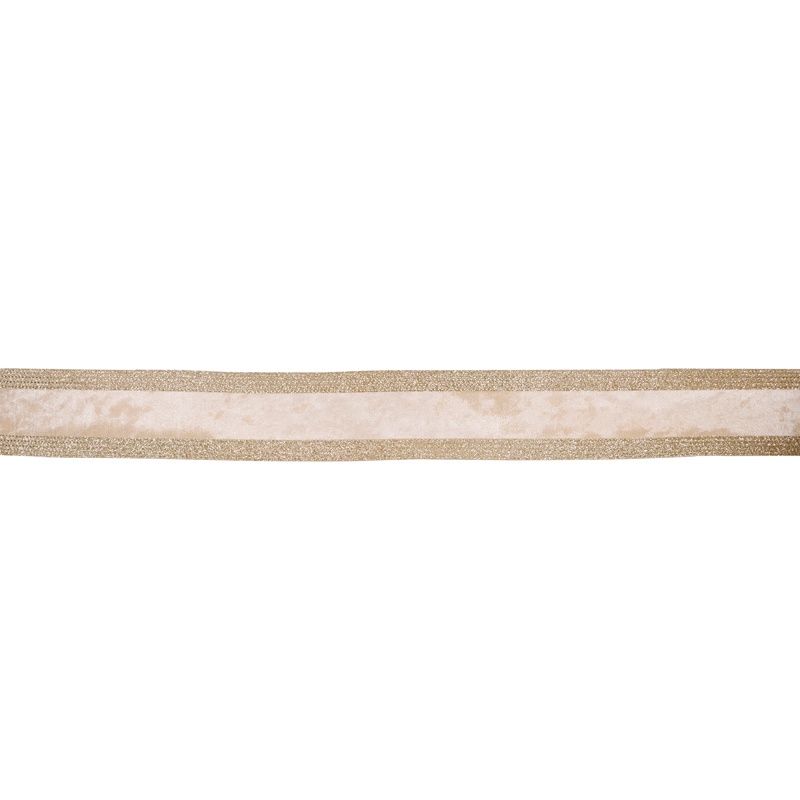 6.3 CM DUSTY PINK AND CHAMPAGNE DOUBLE STRIPED VELVET RIBBON