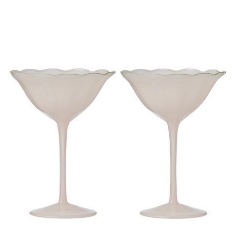 Bella S/2 Coupe Glass 12x17cm Pink/Grn