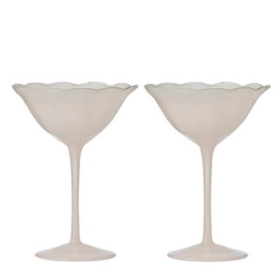 Bella S/2 Coupe Glass 12x17cm Pink/Grn