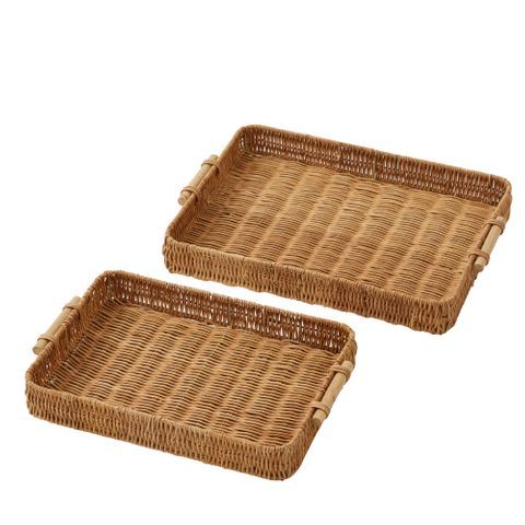 Andes S/2 Rattan Rect Trays 42x30cm Nat
