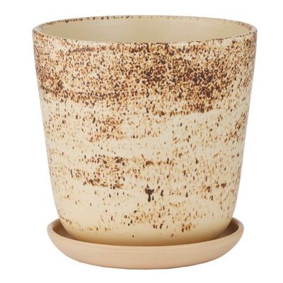 Angara Cer Pot w Saucer 19.5x20cm Nat*