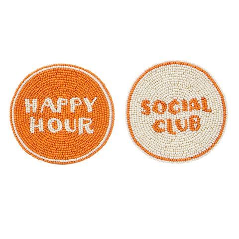 Social Club Beaded Coaster 10cm 2 Asst