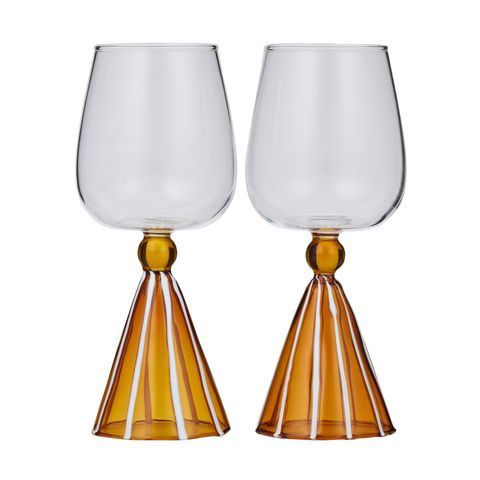 Ragni S/2 Wine Glasses 8x19cm Amber