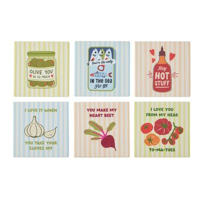 Foodie Ceramic Coaster 10cm 6 Asst CDU