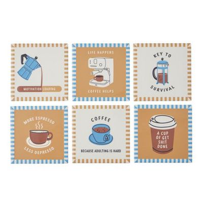 Espresso Ceramic Coaster 10cm 6 Asst CDU