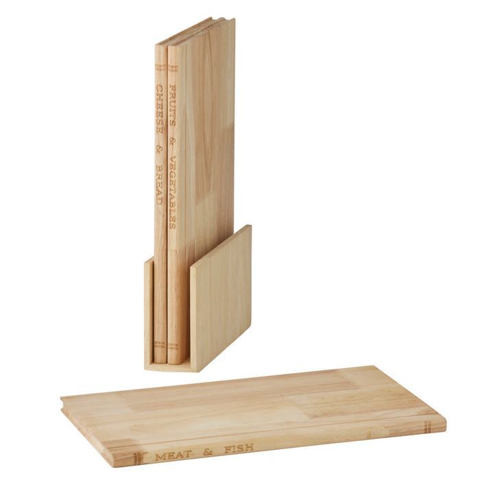 Cookbook S/3 Wood Boards w Stand 20x36cm