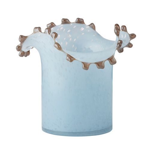 Verta Glass Vase 25x24.5cm Sky Blue/Choc