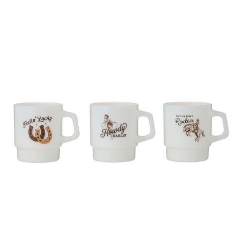 Rodeo Glass Mug 12x9x10cm Ivory 3 Asst