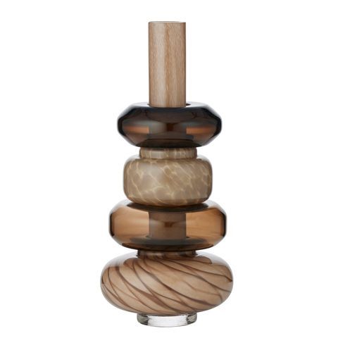 Sergio Glass Vase 17.5x40cm Choc/Cream
