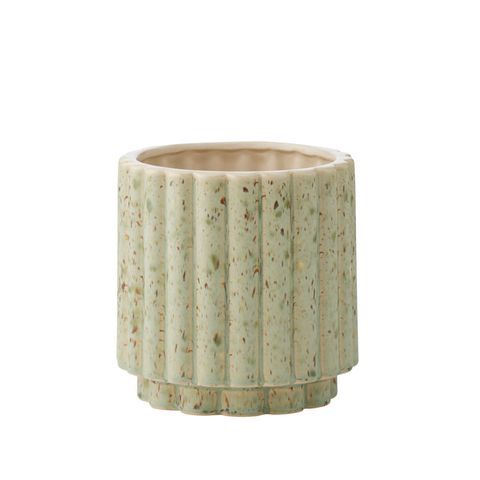 Barona Cer Pot 14.5x15cm Green/Brown*