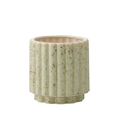 Barona Cer Pot 14.5x15cm Green/Brown*