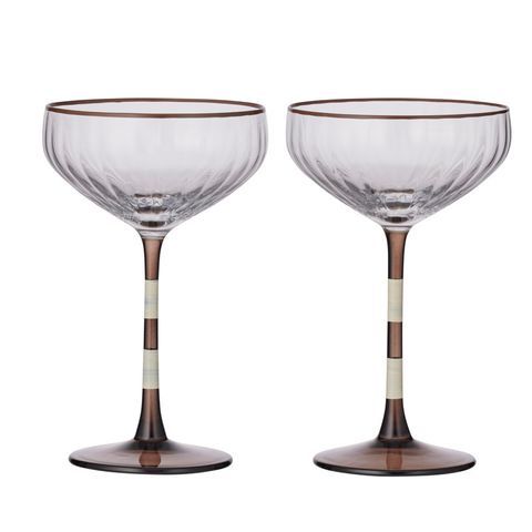 Lena S/2 Glass Rib Coupe 11x18.5cm Iv/Co
